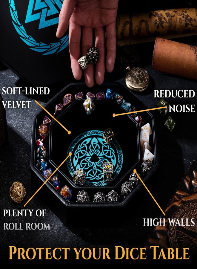 Soar Forge Dice Tray for DND and RPG - Beautiful Cerulean Blue Valknut and Dragon 9 Inch Rolling Tray Compatible with Dungeons and Dragons and Tabletop RPGs - Box Storage to Protect Dice - Image 2